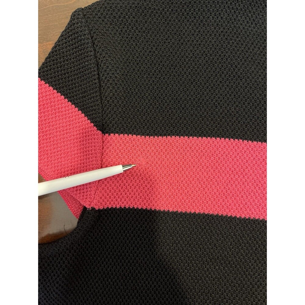 St. John PF13 Black/Pink Color Sz 10 Block Knit Cap Sleeve Sheath Dress - Picture 13 of 14